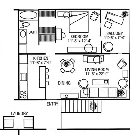 1 Bedroom Floor Plan 1